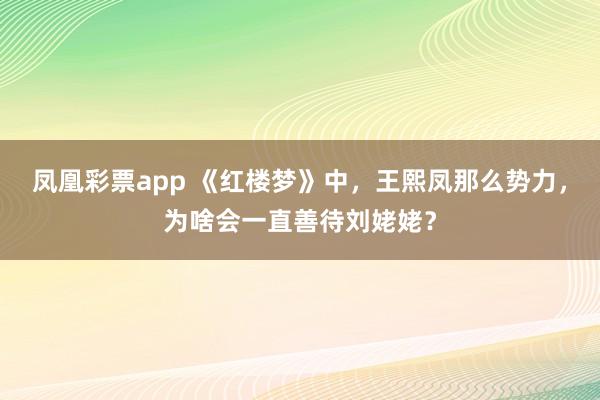 凤凰彩票app 《红楼梦》中，王熙凤那么势力，为啥会一直善待刘姥姥？
