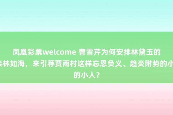 凤凰彩票welcome 曹雪芹为何安排林黛玉的父亲林如海，来引荐贾雨村这样忘恩负义、趋炎附势的小人？