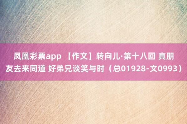 凤凰彩票app 【作文】转向儿·第十八回 真朋友去来同道 好弟兄谈笑与时(总01928-文0993)