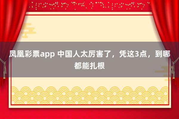 凤凰彩票app 中国人太厉害了，凭这3点，到哪都能扎根