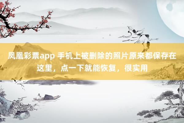 凤凰彩票app 手机上被删除的照片原来都保存在这里，点一下就能恢复，很实用