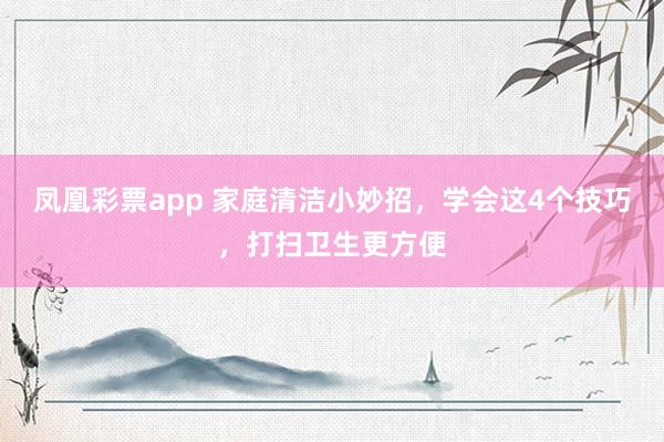 凤凰彩票app 家庭清洁小妙招，学会这4个技巧，打扫卫生更方便