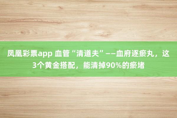 凤凰彩票app 血管“清道夫”——血府逐瘀丸,这3个黄金搭配,能清掉90%的瘀堵