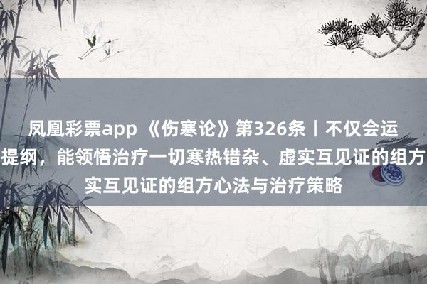 凤凰彩票app 《伤寒论》第326条丨不仅会运用乌梅丸厥阴病提纲，能领悟治疗一切寒热错杂、虚实互见证的组方心法与治疗策略