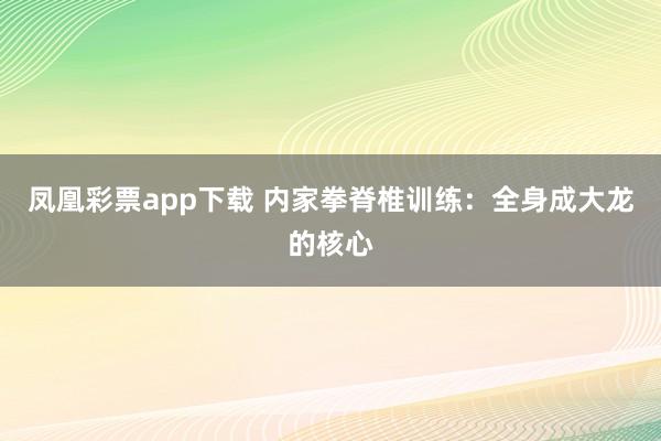 凤凰彩票app下载 内家拳脊椎训练：全身成大龙的核心