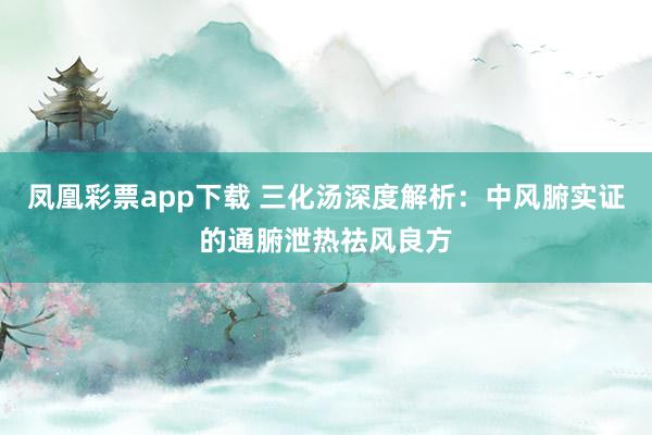 凤凰彩票app下载 三化汤深度解析：中风腑实证的通腑泄热祛风良方