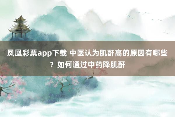 凤凰彩票app下载 中医认为肌酐高的原因有哪些？如何通过中药降肌酐