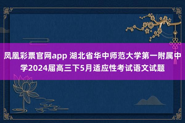凤凰彩票官网app 湖北省华中师范大学第一附属中学2024届高三下5月适应性考试语文试题