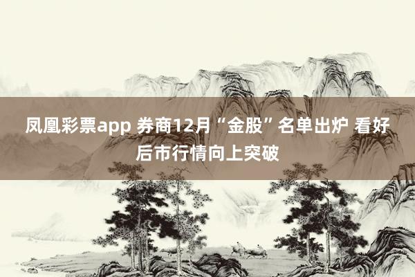 凤凰彩票app 券商12月“金股”名单出炉 看好后市行情向上突破