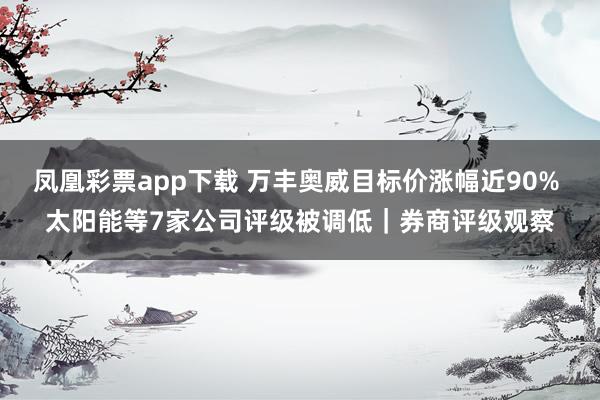 凤凰彩票app下载 万丰奥威目标价涨幅近90% 太阳能等7家公司评级被调低｜券商评级观察