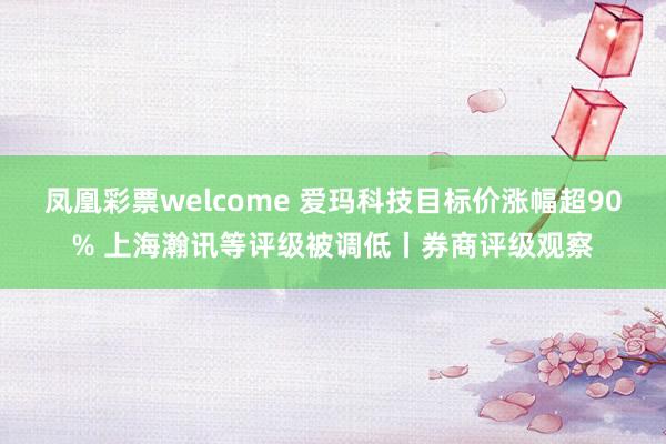 凤凰彩票welcome 爱玛科技目标价涨幅超90% 上海瀚讯等评级被调低丨券商评级观察