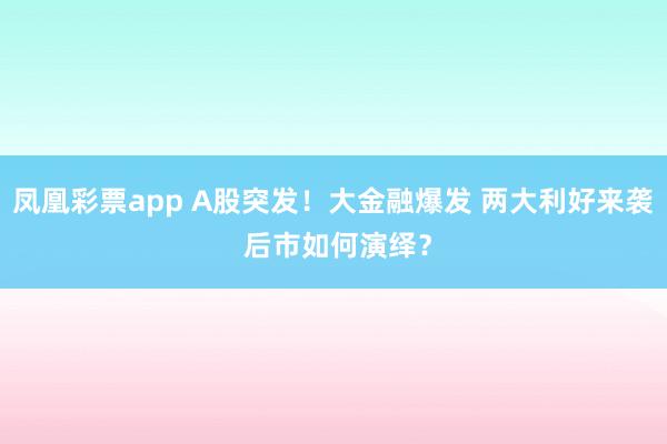 凤凰彩票app A股突发！大金融爆发 两大利好来袭 后市如何演绎？