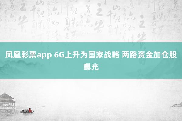 凤凰彩票app 6G上升为国家战略 两路资金加仓股曝光