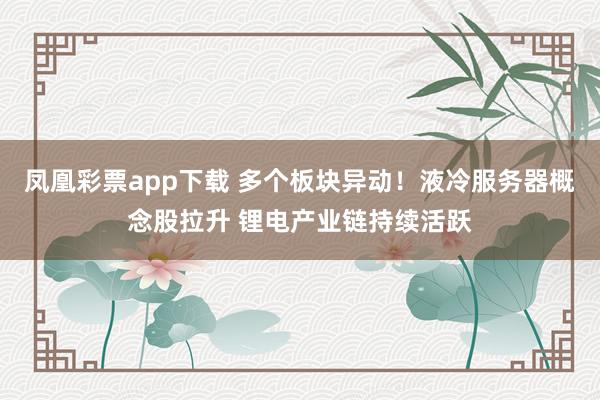 凤凰彩票app下载 多个板块异动！液冷服务器概念股拉升 锂电产业链持续活跃