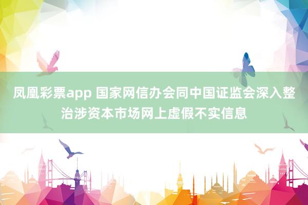 凤凰彩票app 国家网信办会同中国证监会深入整治涉资本市场网上虚假不实信息