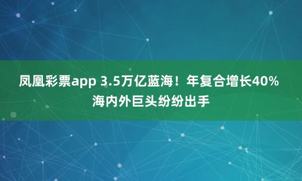 凤凰彩票app 3.5万亿蓝海！年复合增长40% 海内外巨头纷纷出手