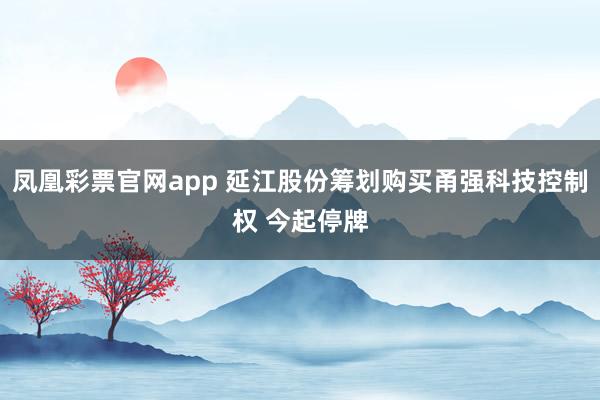 凤凰彩票官网app 延江股份筹划购买甬强科技控制权 今起停牌