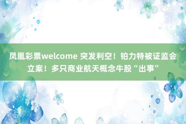 凤凰彩票welcome 突发利空！铂力特被证监会立案！多只商业航天概念牛股“出事”