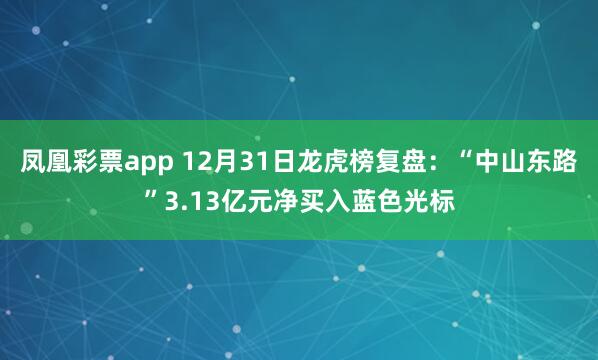 凤凰彩票app 12月31日龙虎榜复盘：“中山东路”3.13亿元净买入蓝色光标