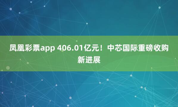凤凰彩票app 406.01亿元！中芯国际重磅收购新进展