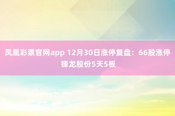凤凰彩票官网app 12月30日涨停复盘：66股涨停 锋龙股份5天5板