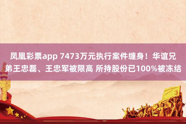 凤凰彩票app 7473万元执行案件缠身！华谊兄弟王忠磊、王忠军被限高 所持股份已100%被冻结