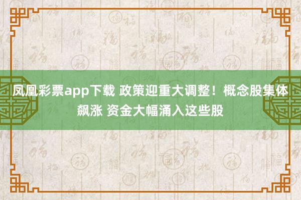 凤凰彩票app下载 政策迎重大调整！概念股集体飙涨 资金大幅涌入这些股