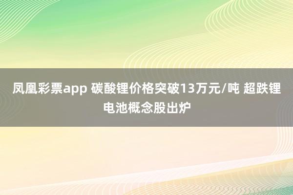凤凰彩票app 碳酸锂价格突破13万元/吨 超跌锂电池概念股出炉