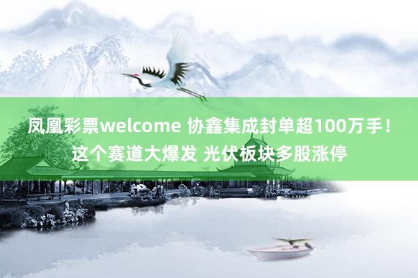 凤凰彩票welcome 协鑫集成封单超100万手！这个赛道大爆发 光伏板块多股涨停