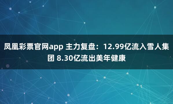 凤凰彩票官网app 主力复盘：12.99亿流入雪人集团 8.30亿流出美年健康