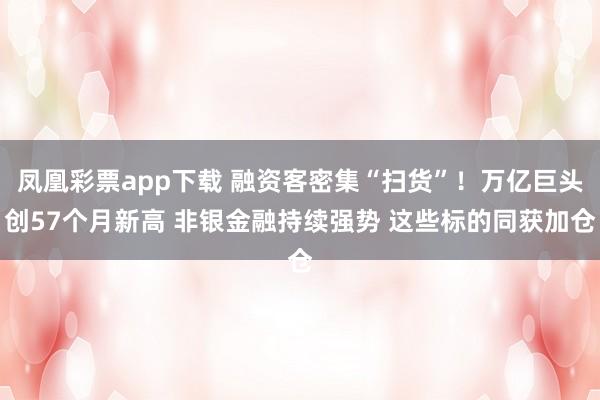 凤凰彩票app下载 融资客密集“扫货”！万亿巨头创57个月新高 非银金融持续强势 这些标的同获加仓