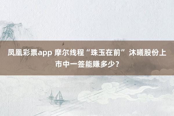 凤凰彩票app 摩尔线程“珠玉在前” 沐曦股份上市中一签能赚多少？