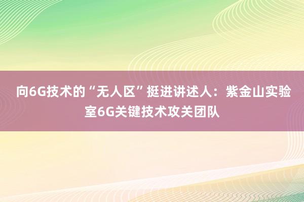  向6G技术的“无人区”挺进讲述人：紫金山实验室6G关键技术攻关团队