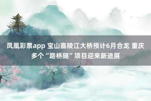 凤凰彩票app 宝山嘉陵江大桥预计6月合龙 重庆多个“路桥隧”项目迎来新进展