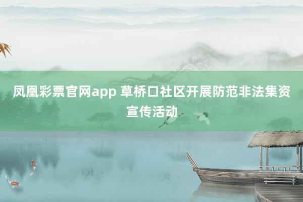 凤凰彩票官网app 草桥口社区开展防范非法集资宣传活动