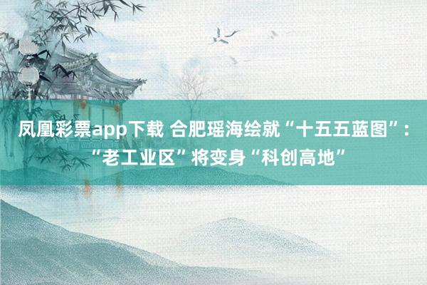 凤凰彩票app下载 合肥瑶海绘就“十五五蓝图”: “老工业区”将变身“科创高地”