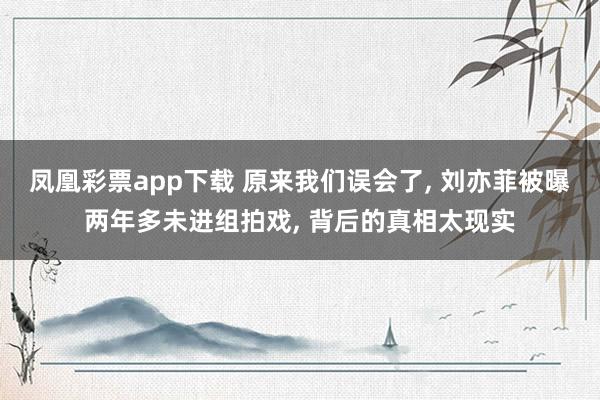 凤凰彩票app下载 原来我们误会了, 刘亦菲被曝两年多未进组拍戏, 背后的真相太现实