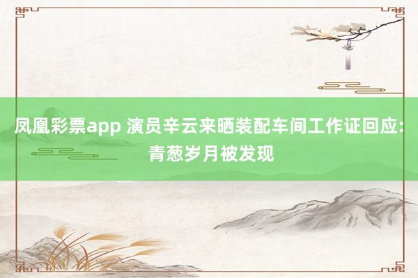 凤凰彩票app 演员辛云来晒装配车间工作证回应: 青葱岁月被发现