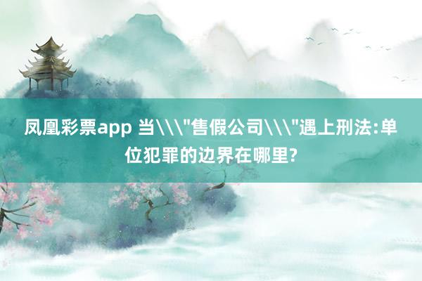凤凰彩票app 当\
