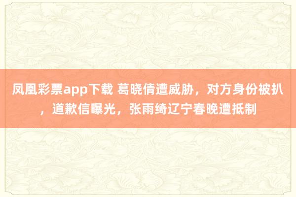 凤凰彩票app下载 葛晓倩遭威胁，对方身份被扒，道歉信曝光，张雨绮辽宁春晚遭抵制