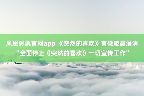 凤凰彩票官网app 《突然的喜欢》官微凌晨澄清“全面停止《突然的喜欢》一切宣传工作”
