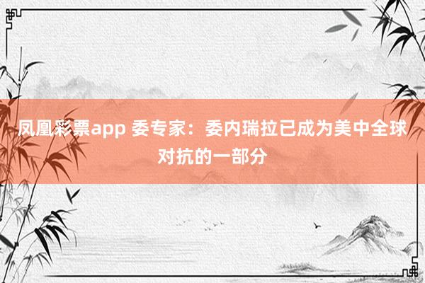 凤凰彩票app 委专家：委内瑞拉已成为美中全球对抗的一部分