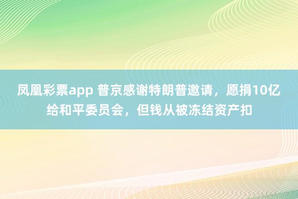 凤凰彩票app 普京感谢特朗普邀请,愿捐10亿给和平委员会,但钱从被冻结资产扣