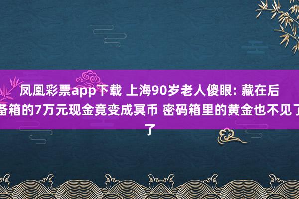 凤凰彩票app下载 上海90岁老人傻眼: 藏在后备箱的7万元现金竟变成冥币 密码箱里的黄金也不见了