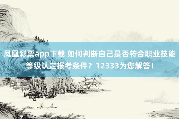 凤凰彩票app下载 如何判断自己是否符合职业技能等级认定报考条件?12333为您解答!