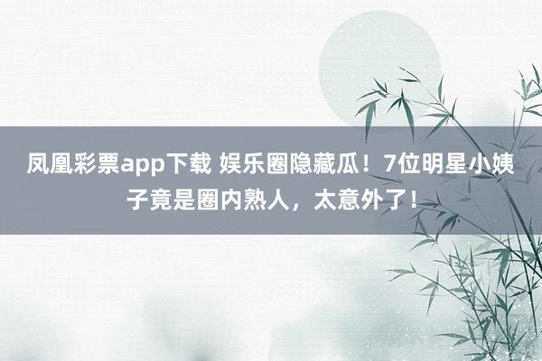 凤凰彩票app下载 娱乐圈隐藏瓜！7位明星小姨子竟是圈内熟人，太意外了！