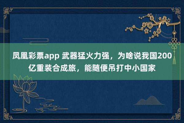 凤凰彩票app 武器猛火力强，为啥说我国200亿重装合成旅，能随便吊打中小国家