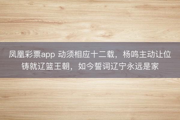 凤凰彩票app 动须相应十二载，杨鸣主动让位铸就辽篮王朝，如今誓词辽宁永远是家