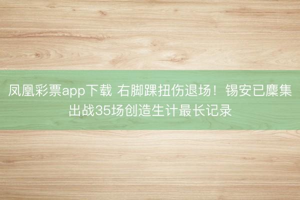 凤凰彩票app下载 右脚踝扭伤退场！锡安已麇集出战35场创造生计最长记录